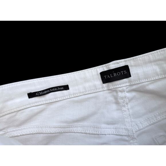 TALBOTS Modern Ankle Jeans Womens Size 4 White Stretch Denim Slim Fit Casual - Picture 6 of 6